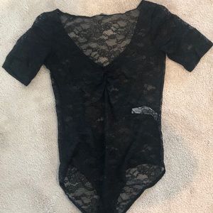 Zara Black Lace Bodysuit Size M